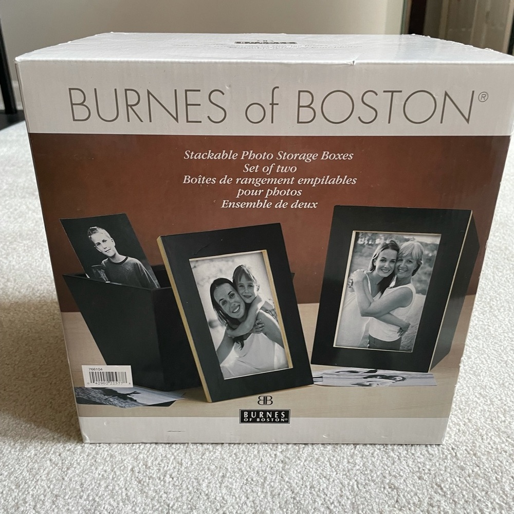 Burnes of Boston NIB stackable photo storage boxes